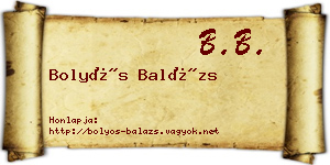 Bolyós Balázs névjegykártya